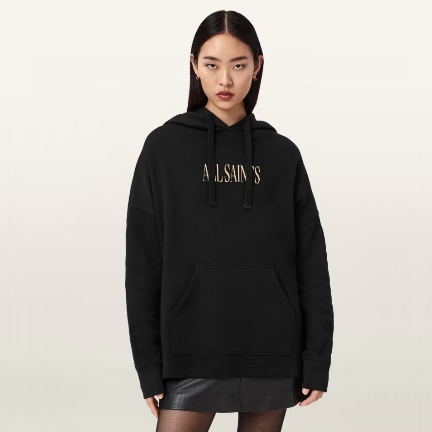 Picture of ALLSAINTS WOMEN'S CORA ETIE HOODIE IN BLACK