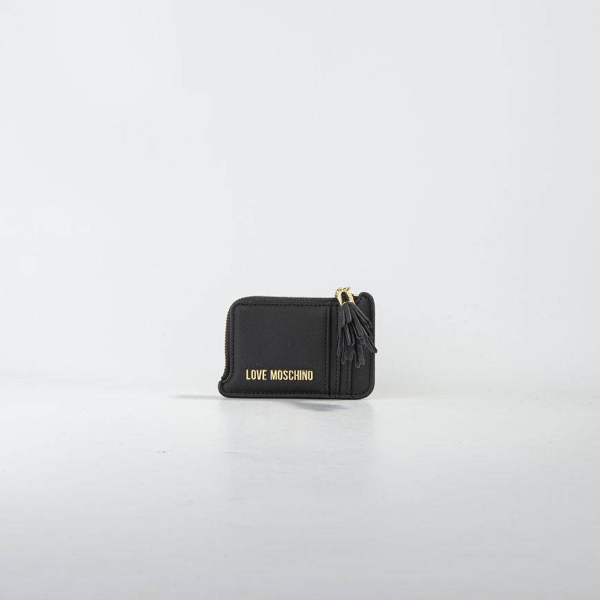 Picture of LOVE MOSCHINO WOMEN'S CARDHOLDER WITH GOLD-TONE LOGO IN BLACK
