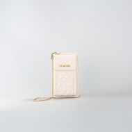 Picture of LOVE MOSCHINO WOMEN'S QUILTED PHONE CASE WALLET IN IVORY 1