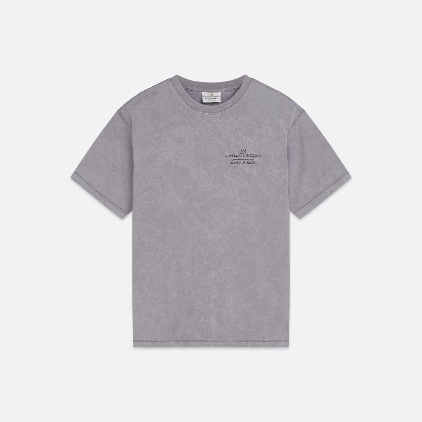 Picture of SCOTCH&SODA MEN'S BASQUIAT FRONT AND BACK ARTWORK RELAXED-FIT T-SHIRT IN LIGHT PASTEL GREY