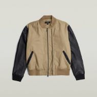 Picture of G-STAR MEN'S VARSITY LEATHER JACKET IN SAFARI 6
