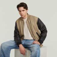 Picture of G-STAR MEN'S VARSITY LEATHER JACKET IN SAFARI 5