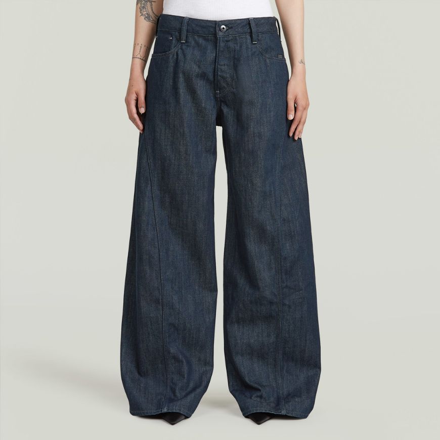 Picture of G-STAR WOMEN'S HELYX 3D CINCH WIDE JEANS IN STAY RAW DENIM