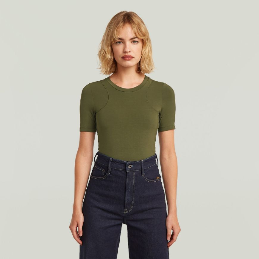 Picture of G-STAR WOMEN'S 2ND SKIN BODYSUIT TOP IN SHADOW OLIVE