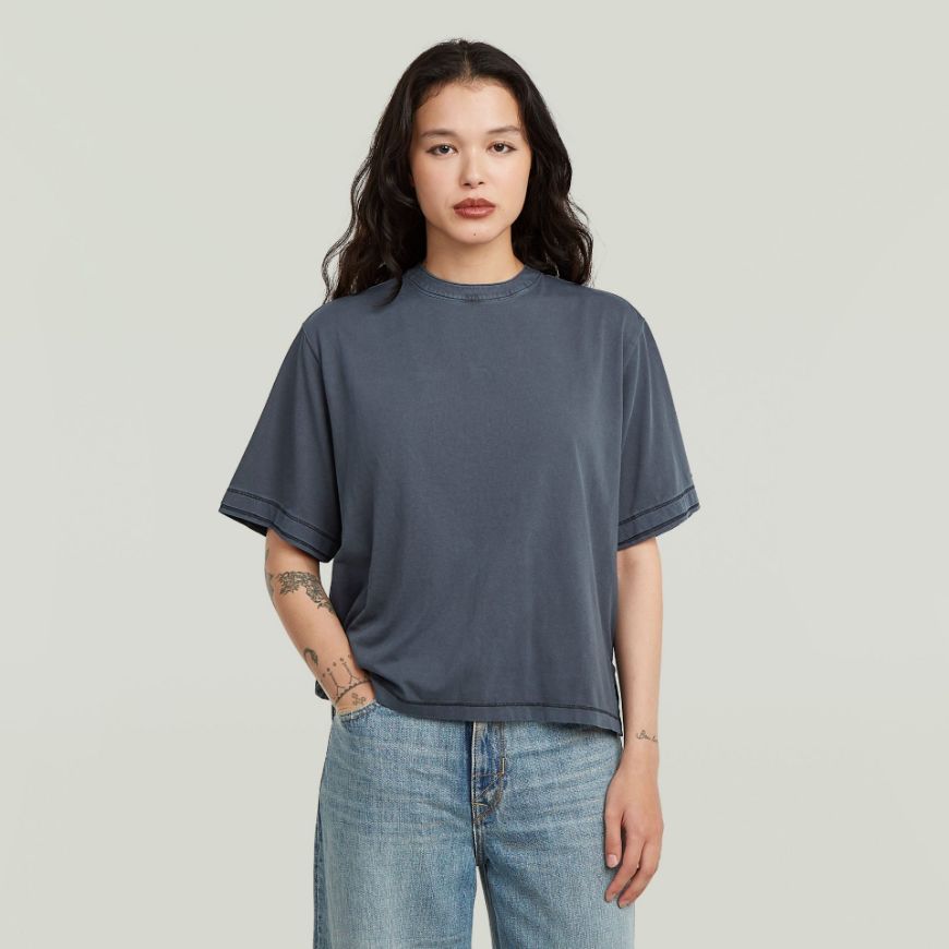 Picture of G-STAR WOMEN'S WOVEN MIX WASHED RELAXED TOP IN SALUTE GD