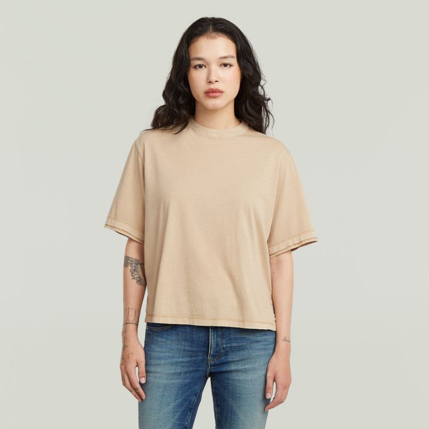 Picture of G-STAR WOMEN'S WOVEN MIX WASHED RELAXED TOP IN CREAM GD