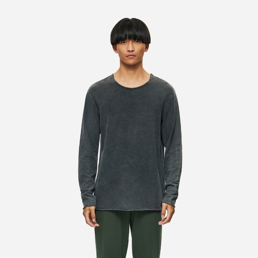 Picture of DIRTY LAUNDRY MEN'S RAW EDGES LONGSLEEVE IN VINTAGE BLACK