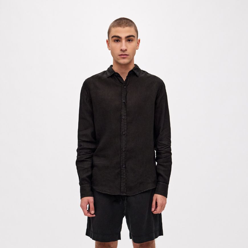 Picture of DIRTY LAUNDRY MEN'S CLASSIC LINEN SHIRT IN BLACK