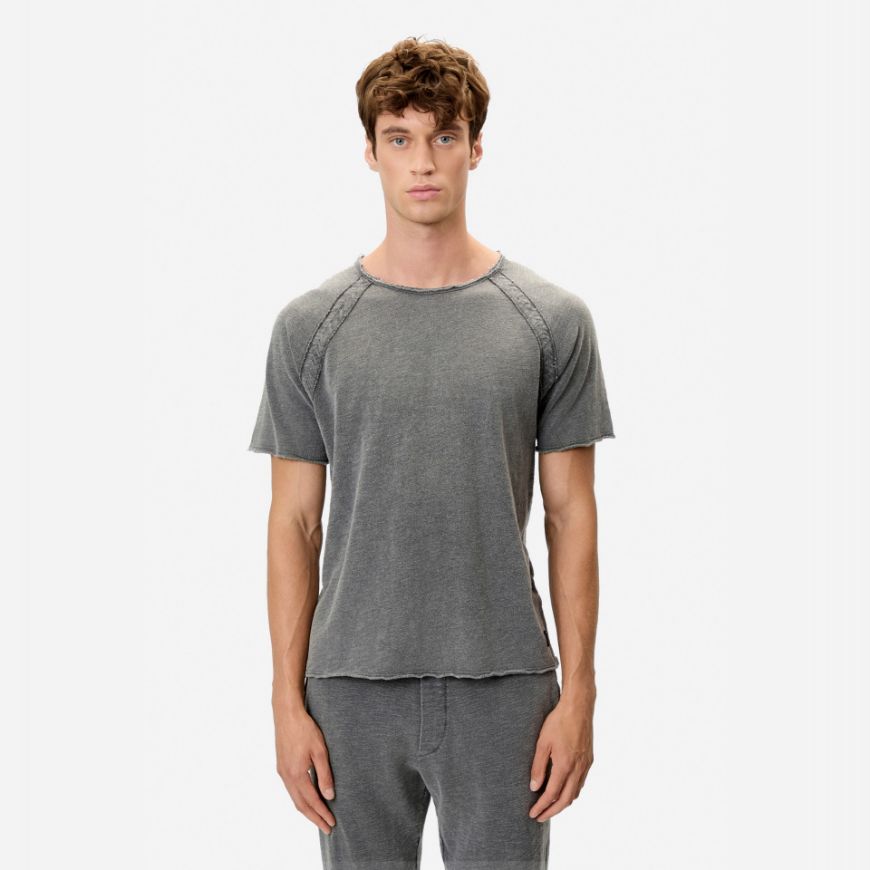 Picture of DIRTY LAUNDRY MEN'S RAGLAN T-SHIRT WITH RAW EDGES IN VINTAGE GREY