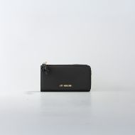 Picture of LOVE MOSCHINO WOMEN'S ZIP AROUND WALLET WITH GOLD-TONE LOGO IN BLACK 1