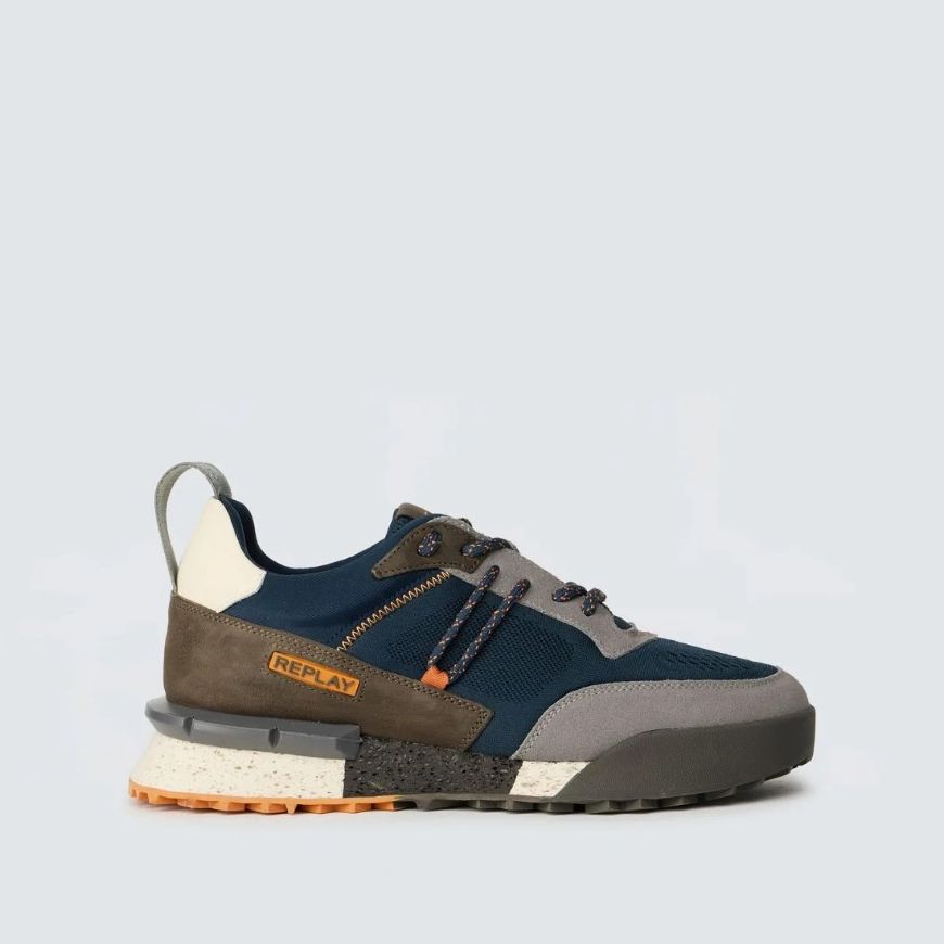 Снимка на REPLAY МЪЖКИ СПОРТНИ ОБУВКИ  FIELD JUPITER ENGINEREED LEATHER SNEAKERS В ТЪМНОСИНЬО СИВО