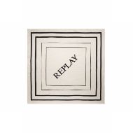Picture of REPLAY WOMEN'S REPLAY LOGO TWILL SCARF IN OFF WHITE 2