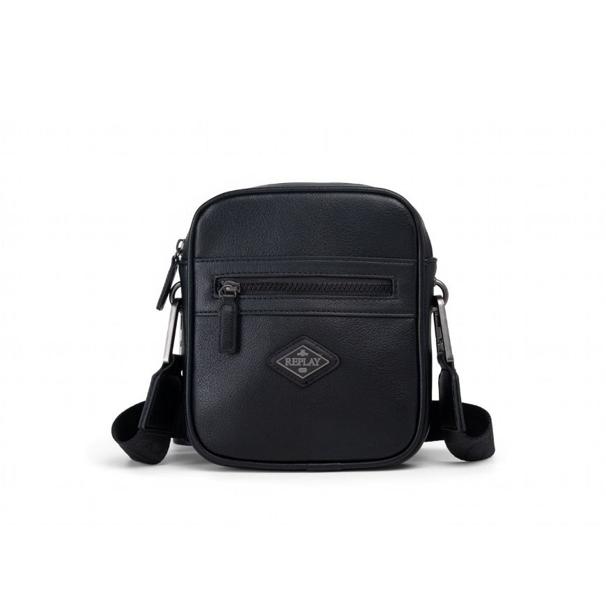 Picture of REPLAY MEN'S SOLID-COLOUR CROSSBODY BAG WITH DIAMOND LOGO IN BLACK