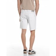 Picture of REPLAY MEN'S GROVER STRAIGHT-FIT 9.5 OZ STRETCH BULL DENIM SHORTS IN WHITE 3