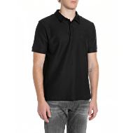 Picture of REPLAY MEN'S DIAGONAL HEAVY JERSEY POLO IN BLACK 1
