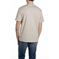 Picture of REPLAY MEN'S CREW-NECK HEAVY COTTON JERSEY T-SHIRT IN BONE 2