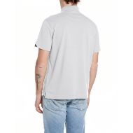 Picture of REPLAY MEN'S STRETCH COTTON PIQUET POLO IN NATURAL WHITE 2