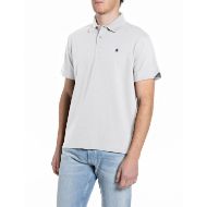 Picture of REPLAY MEN'S STRETCH COTTON PIQUET POLO IN NATURAL WHITE 1
