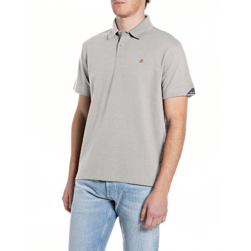 Picture of REPLAY MEN'S STRETCH PIQUÉ POLO-SHIRT IN PEARL GREY
