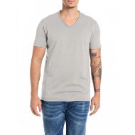 Picture of REPLAY MEN'S COTTON V-NECK T-SHIRT IN PEARL GREY 1