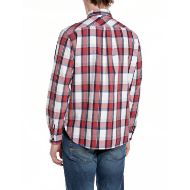 Picture of REPLAY MEN'S CHEQUERED COTTON TWILL IN RED/NAVY/NATURAL WHITE 2