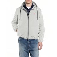 Picture of REPLAY MEN'S MICRO OXFORD JACKET WITH HOOD IN SNOW WHITE 1
