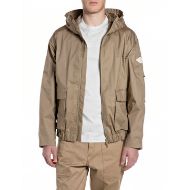Picture of REPLAY MEN'S RELAXED-FIT TWILL JACKET WITH HOOD IN LIGHT COFFEE 1