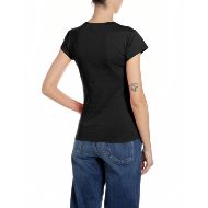 Picture of REPLAY WOMEN'S SKINNY FIT COTTON JERSEY T-SHIRT IN BLACK 2