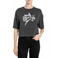 Picture of REPLAY WOMEN'S REPLAY GOODS CROPPED OVERSIZED T-SHIRT IN BLACKBOARD 1