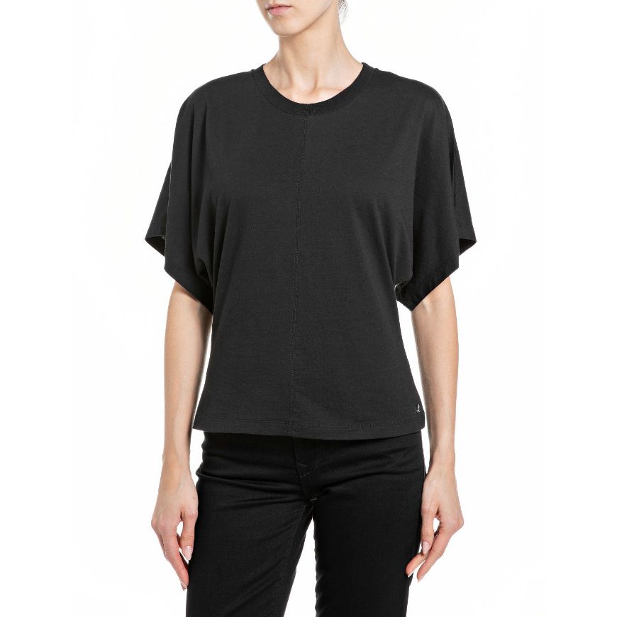 Picture of REPLAY WOMEN'S SLIM-FIT COTTON JERSEY T-SHIRT IN BLACK