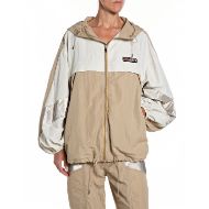 Picture of REPLAY WOMEN'S  CRINCKLE NYLON COATED JACKET WITH HOOD IN SAND/CHALK/PLATINUM 1