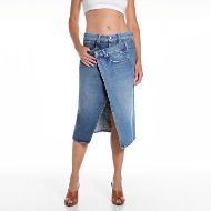 Picture of REPLAY WOMEN'S MIDI DENIM SKIRT IN MEDIUM BLUE 1
