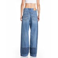 Picture of REPLAY WOMEN'S IDALYA WIDE FIT JEANS 12 OZ RECYCLED INDIGO COTTON IN MEDIUM BLUE 3