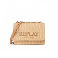 Picture of REPLAY WOMEN'S RAFIA BAG WITH LETTERING IN SAND 1