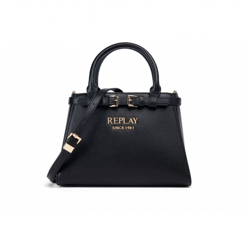 Picture of REPLAY WOMEN'S MID SOLID-COLOUR HAND BAG IN BLACK