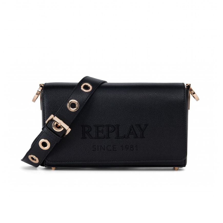 Picture of REPLAY WOMEN'S SOLID-COLOUR SHOULDER BAG IN BLACK