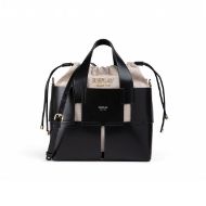 Picture of REPLAY WOMEN'S PU SHOPPER WITH CANVAS BAG IN BLACK+PARTRIDGE+OFF WHITE+MONK'S ROBE 1
