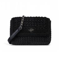 Picture of REPLAY WOMEN'S INTERLACE AND CROCHET CROSSBODY BAG IN BLACK 1