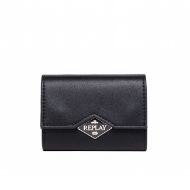 Picture of REPLAY WOMEN'S FLAP WALLET WITH DIAMOND LOGO IN BLACK 1