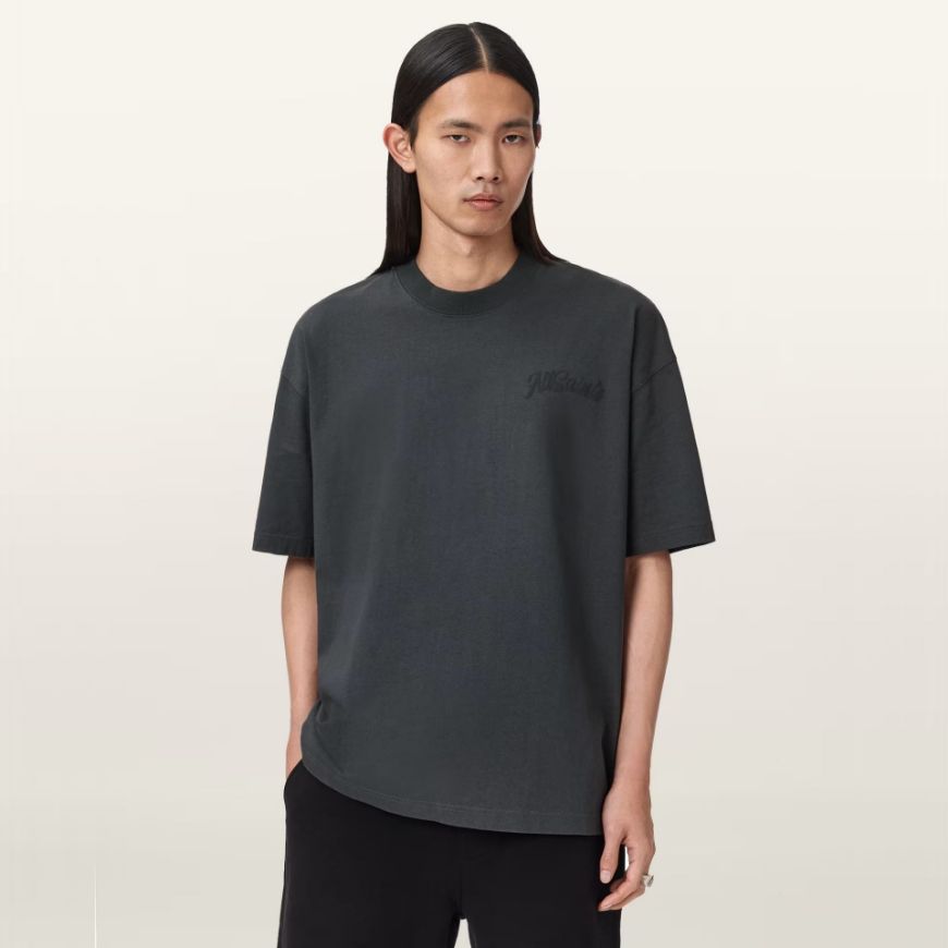 Picture of ALLSAINTS MEN'S ODYSSEY SHORT SLEEVE CREW T-SHIRT IN WASHED BLACK