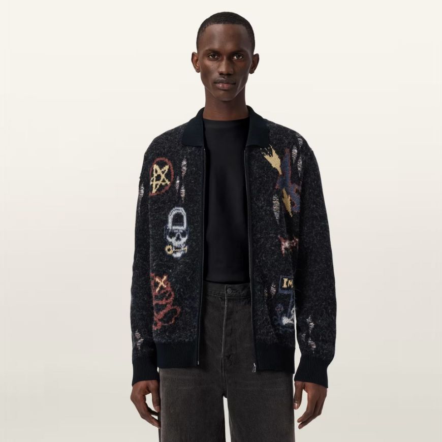 Picture of ALLSAINTS MEN'S MELLER CARDIGAN IN BLACK