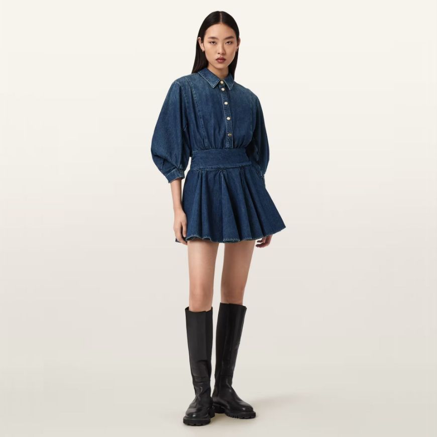 Picture of ALLSAINTS WOMEN'S ARLO DENIM DRESS IN MID INDIGO