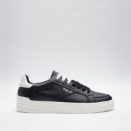Picture of REPLAY MEN'S EVAN EDIT LEATHER SNEAKERS IN BLACK OFF WHITE 1