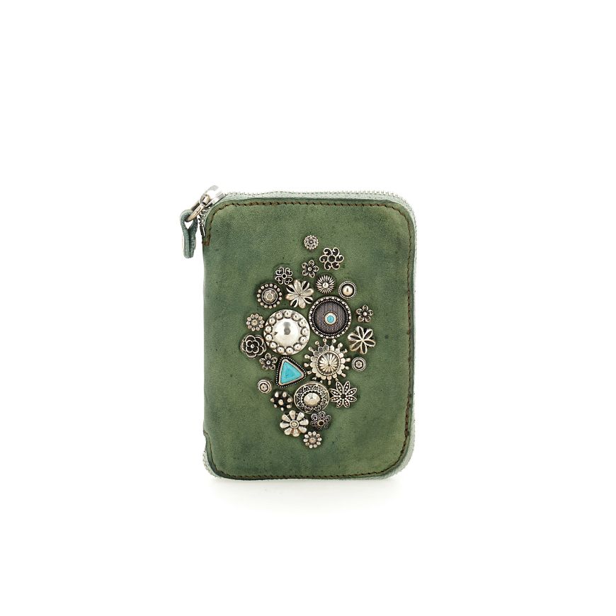 Снимка на CAMPOMAGGI ДАМСКО КОЖЕНО ПОРТМОНЕ С ЦИП TOSCA С КАПСИ И КАМЪНИ В ЗЕЛЕНО