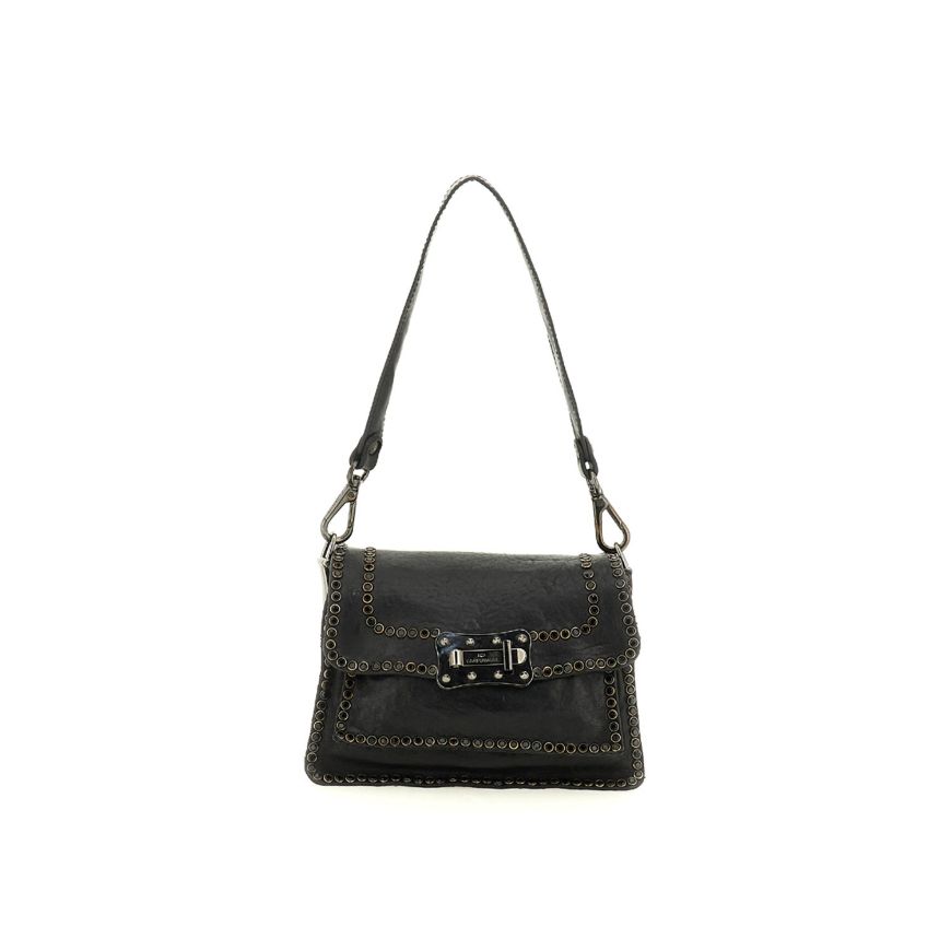 Снимка на CAMPOMAGGI МАЛКА ДАМСКА КОЖЕНА КРОСБОДИ ЧАНТА AGNESE С КАМЪНИ В ЧЕРНО