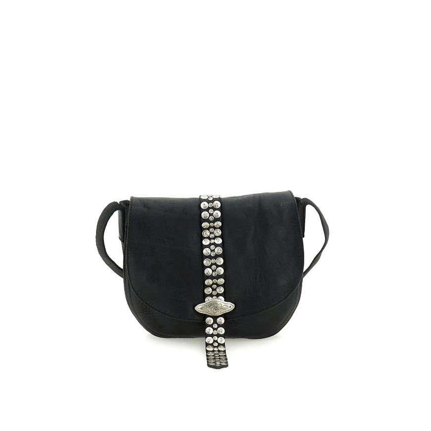 Снимка на CAMPOMAGGI ДАМСКА КОЖЕНА КРОСБОДИ ЧАНТА LINDA С КАПСИ В ЧЕРНО