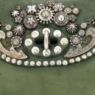 Снимка на CAMPOMAGGI ДАМСКА КОЖЕНА КРОСБОДИ ЧАНТА AFRODITE С КАПСИ И КАМЪНИ В ЗЕЛЕНО 5