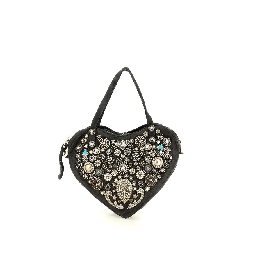 Снимка на CAMPOMAGGI ДАМСКА КОЖЕНА ШОПЪР ЧАНТА VALENTINA С КАПСИ В ЧЕРНО