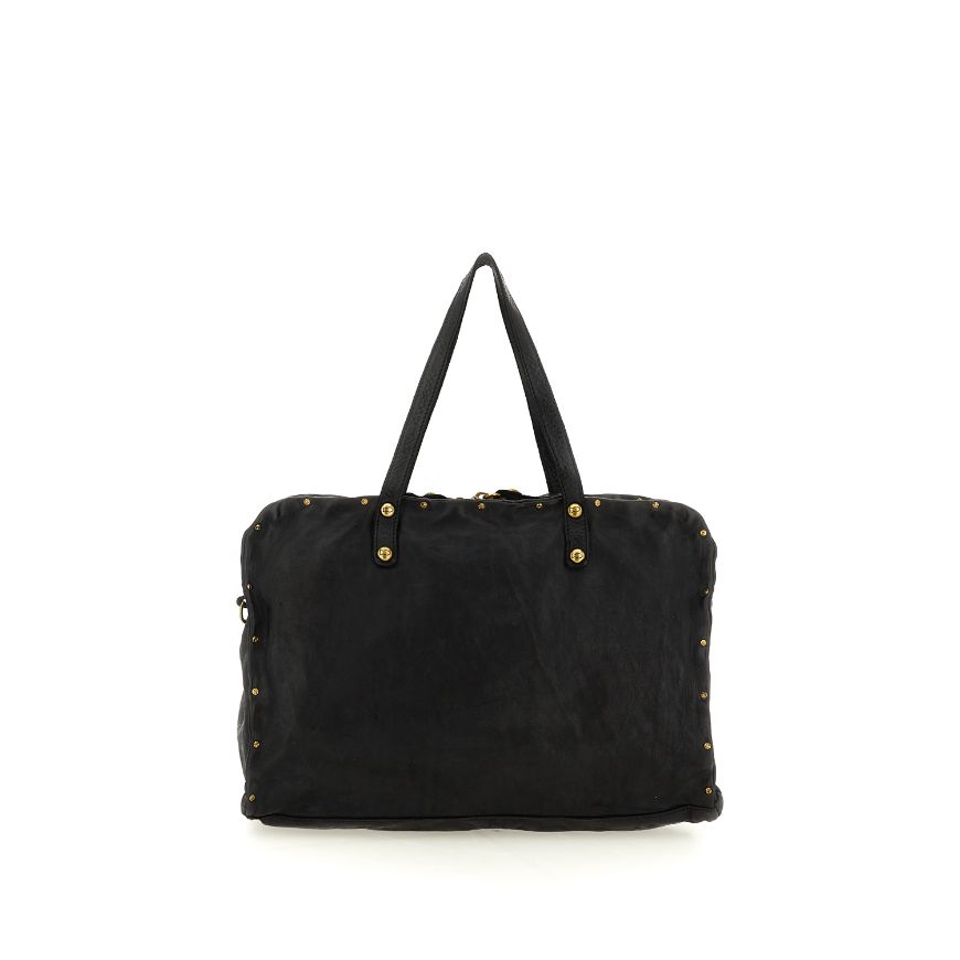 Снимка на CAMPOMAGGI ДАМСКА КОЖЕНА ШОПЪР ЧАНТА CLELIA С КАПСИ В ЧЕРНО