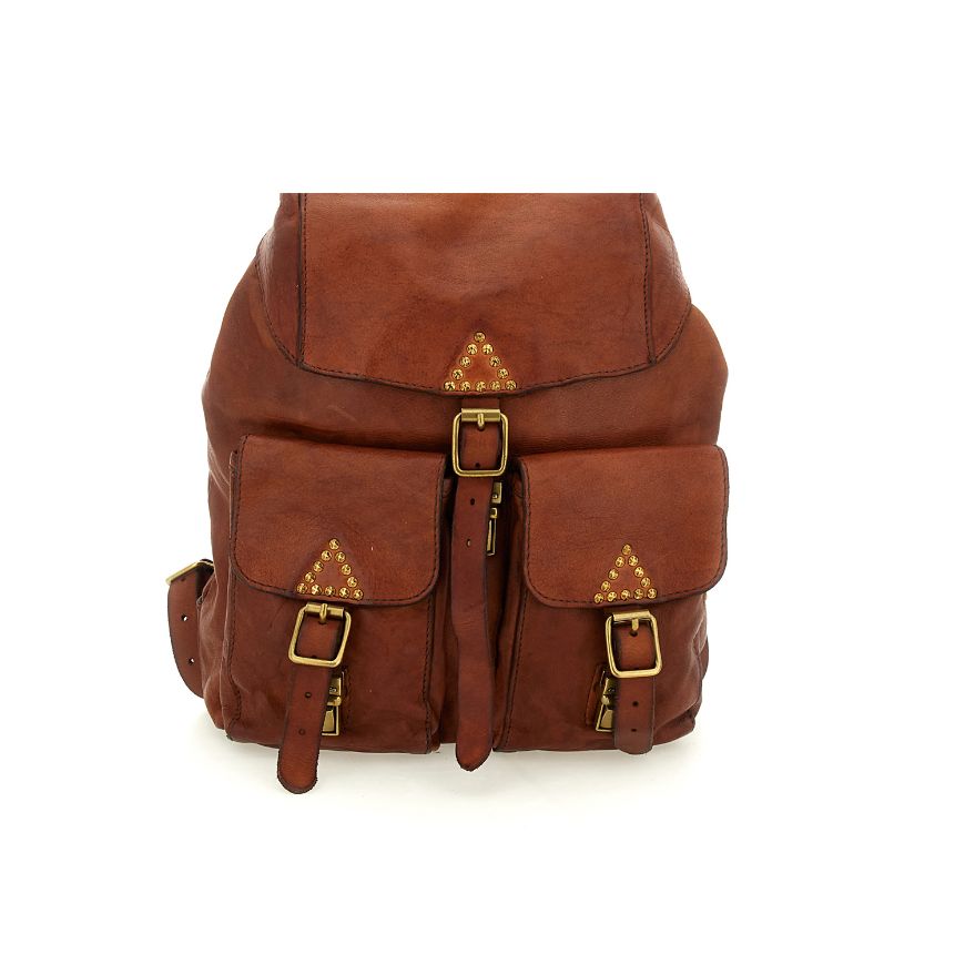 Снимка на CAMPOMAGGI ДАМСКА КОЖЕНА РАНИЦА BERENICE С КАПСИ В КАФЯВО